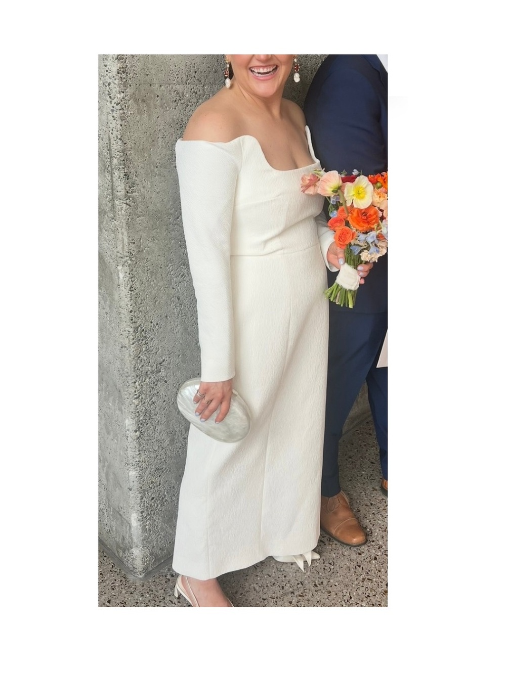 Emilia Wickstead Birch, Ivory Off-Shoulder Wedding Dress, US 12, UK 16